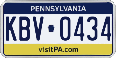 PA license plate KBV0434
