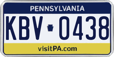 PA license plate KBV0438