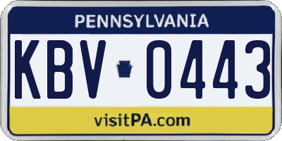 PA license plate KBV0443