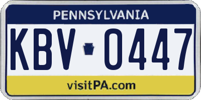 PA license plate KBV0447