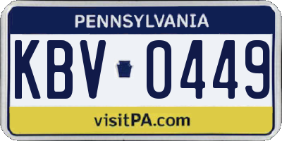 PA license plate KBV0449