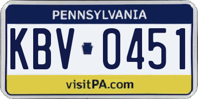PA license plate KBV0451