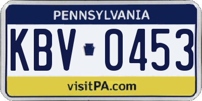 PA license plate KBV0453