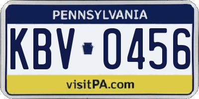 PA license plate KBV0456