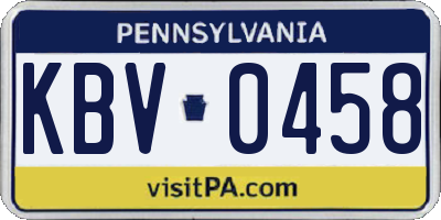 PA license plate KBV0458
