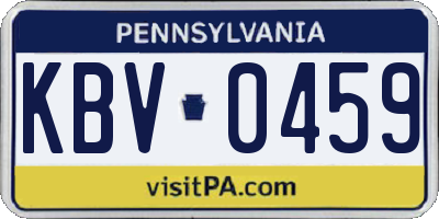 PA license plate KBV0459