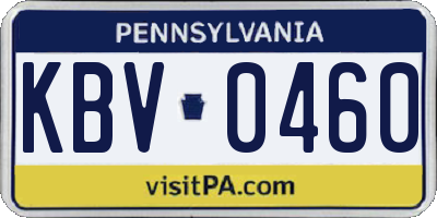 PA license plate KBV0460