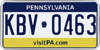 PA license plate KBV0463