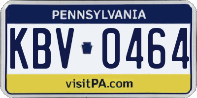 PA license plate KBV0464