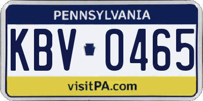 PA license plate KBV0465