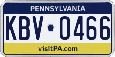 PA license plate KBV0466