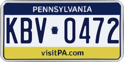 PA license plate KBV0472