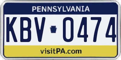 PA license plate KBV0474