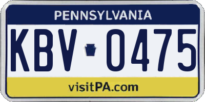 PA license plate KBV0475