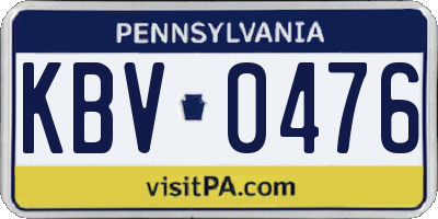 PA license plate KBV0476