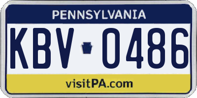 PA license plate KBV0486