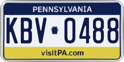 PA license plate KBV0488