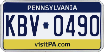 PA license plate KBV0490