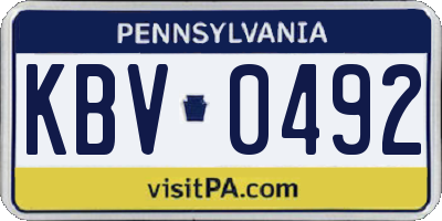 PA license plate KBV0492