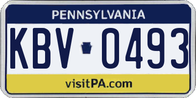 PA license plate KBV0493