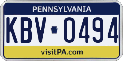 PA license plate KBV0494