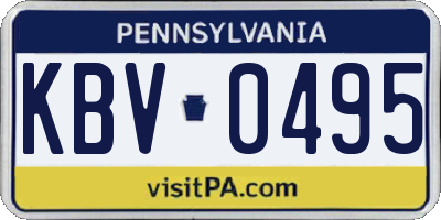 PA license plate KBV0495