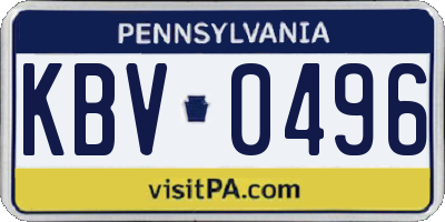 PA license plate KBV0496