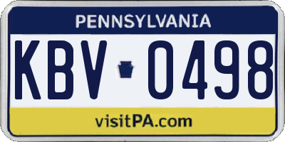 PA license plate KBV0498