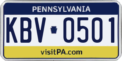 PA license plate KBV0501