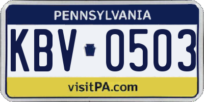 PA license plate KBV0503