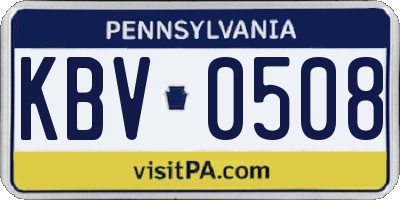 PA license plate KBV0508