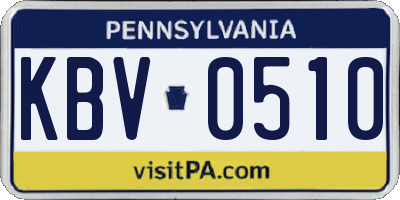 PA license plate KBV0510