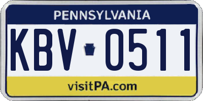 PA license plate KBV0511