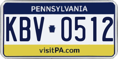 PA license plate KBV0512