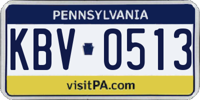 PA license plate KBV0513