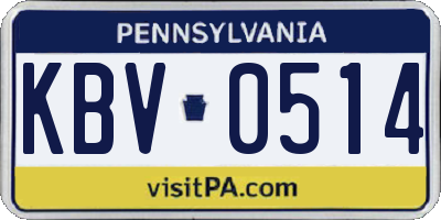 PA license plate KBV0514