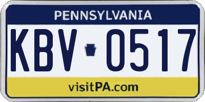 PA license plate KBV0517