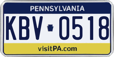 PA license plate KBV0518