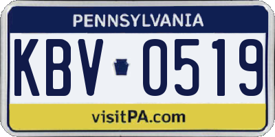 PA license plate KBV0519
