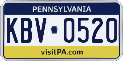 PA license plate KBV0520