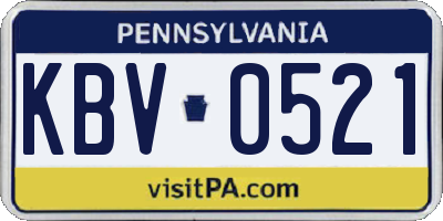 PA license plate KBV0521