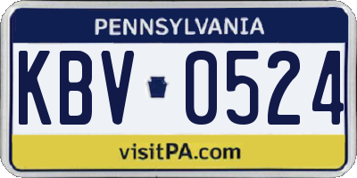 PA license plate KBV0524