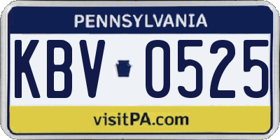 PA license plate KBV0525