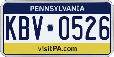 PA license plate KBV0526