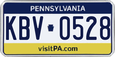 PA license plate KBV0528