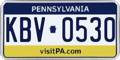 PA license plate KBV0530
