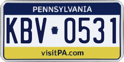 PA license plate KBV0531
