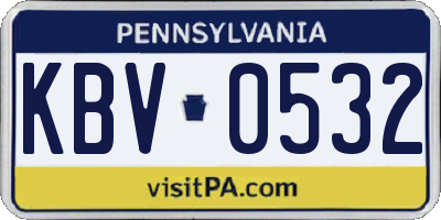 PA license plate KBV0532