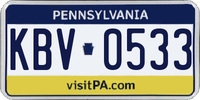 PA license plate KBV0533