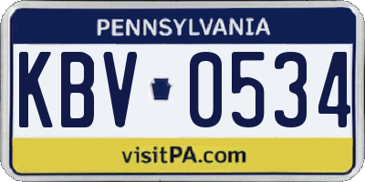 PA license plate KBV0534